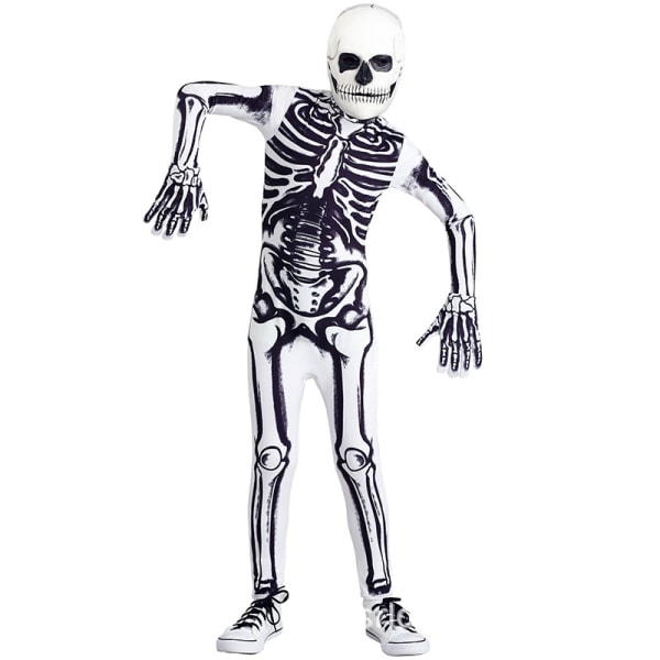Barnskelettdräkt Skelett Halloween Skelettdräkt för pojkar S