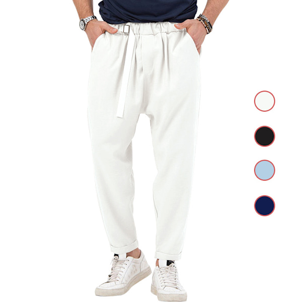Herr Haremsbyxor Elastisk midja Lös hippiebyxa White L