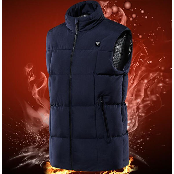 Varmeregulert Veste for Menn, Smart Elektrisk Oppvarmet Veste Blue M