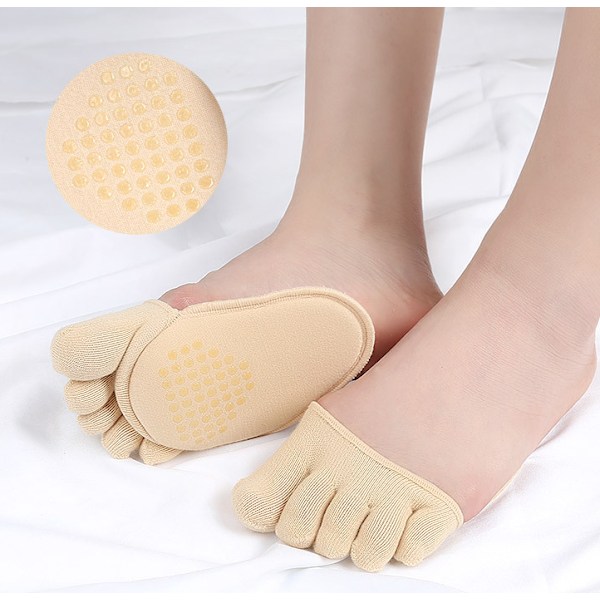 1 par tåseparatorer Elastiske fotpleie halv såler Beige