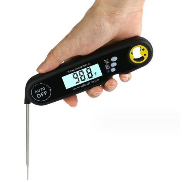 Foldbar Vandtæt Madtermometer Black