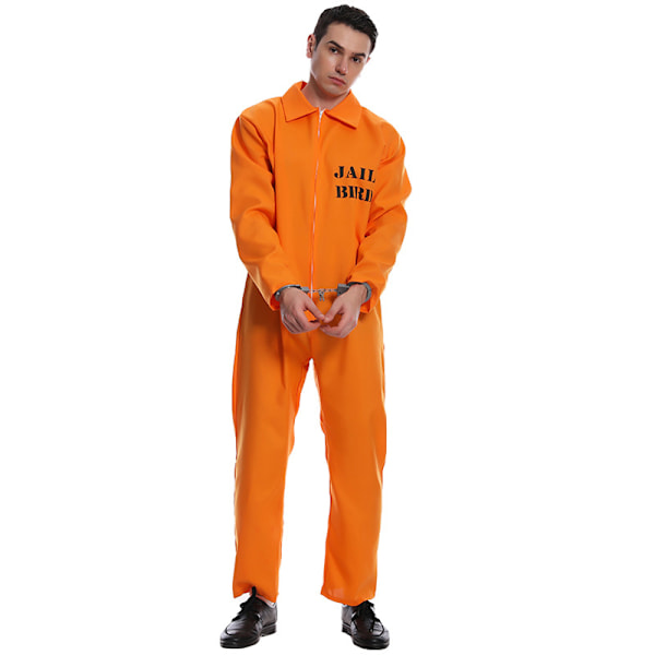 Fængsels Jumpsuit, Orange Fængselsindsat Halloween Kostume Men L