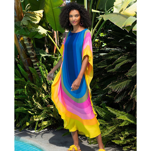 Kvindes Regnbue Plus Size Strand Skjortekjole Blue