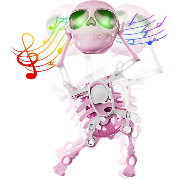 Dansande skelett, rolig gunga Litet skelett Figurleksak Inbyggd musik pink