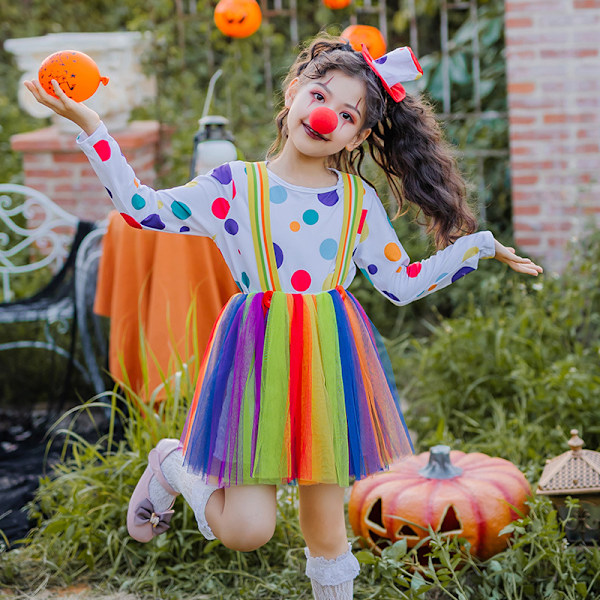 Jester-klovnekostyme for jenter til Halloween XL