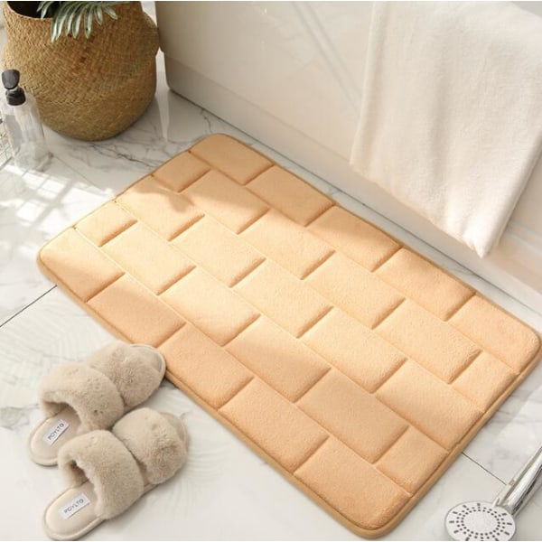 Superabsorberende Hurtigtørrende Badeværelsessvamp Gulvmåtte Camel 50*80CM
