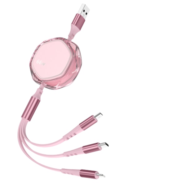 3-i-1 Multikontakt Laddningskabel Pink