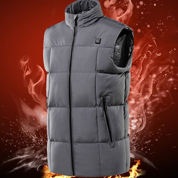Varmeregulert Veste for Menn, Smart Elektrisk Oppvarmet Veste Gray XL