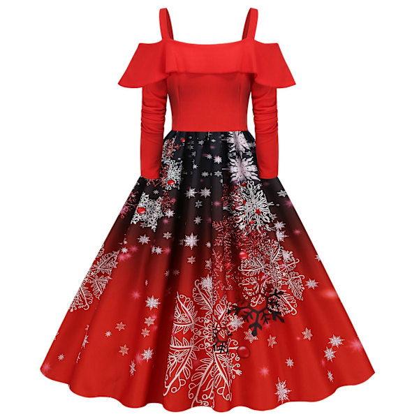 Vinter Julekjole Kvinder, Mode Dame Vintage Julefestkjole Style 2 S