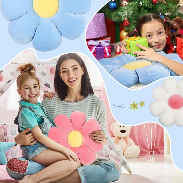 Liten Daisy Petal Pattern Golvkudde Sky Blue 70*70cm