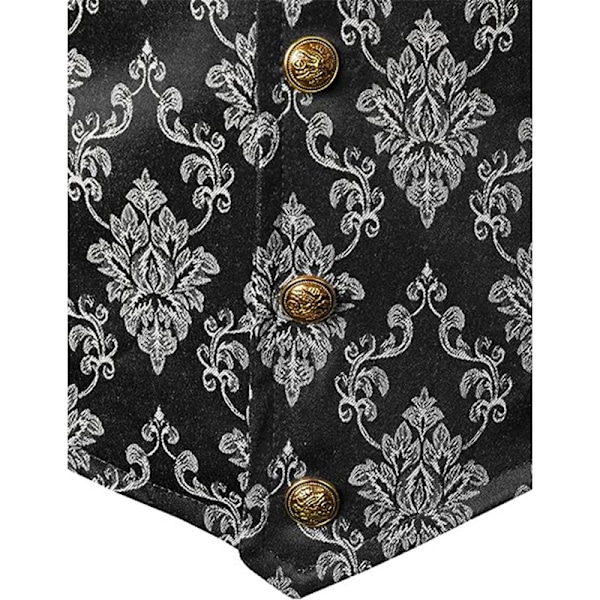 Herrar Victorian Väst Steampunk Gotisk Väst Black 2XL