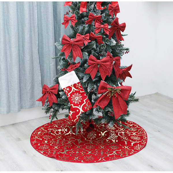 48 tum stora Xmas Tree kjolar med snöigt mönster red