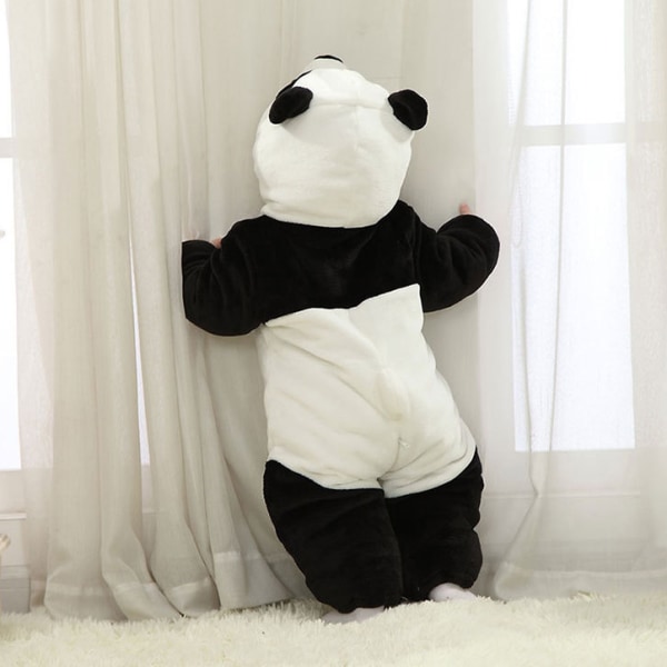 Unisex Baby Panda Kostym Flanell Hooded Jumpsuit panda 100cm