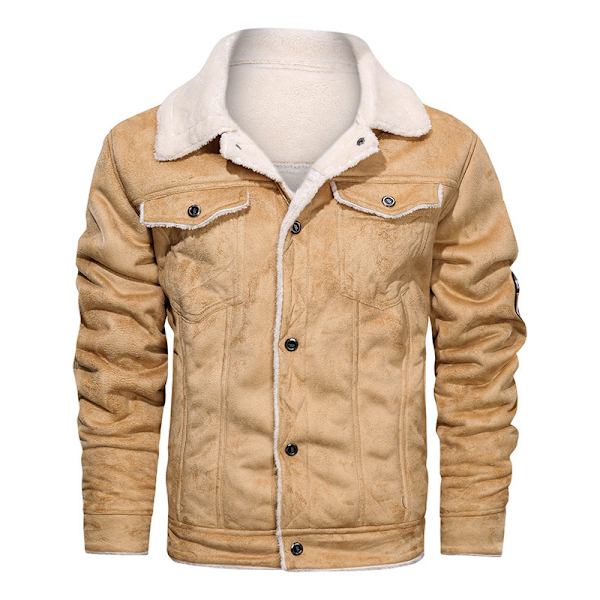 Sherpa-fodrad jacka för män, varm lastbilsjacka Khaki L