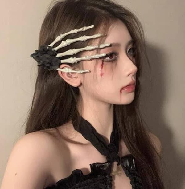 Halloween-skjelett Rose Claw Hodeplagg Black