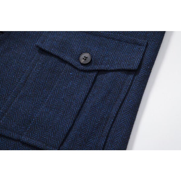 Casual enkelknäppt kostymväst för män Blue XL