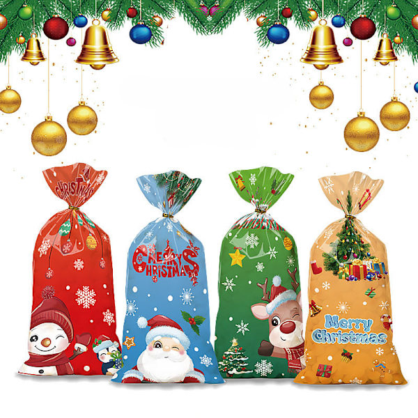 50 kpl Joulu Cellofaani Pusseja Solmulla 50PCS