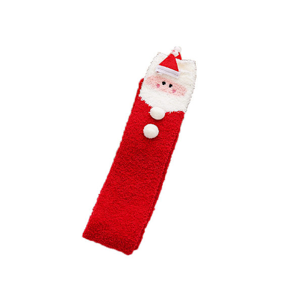 Dames Fuzzy Strømper med Tegneseriemotiv - Vintervarme Overknæstrømper White Snowman