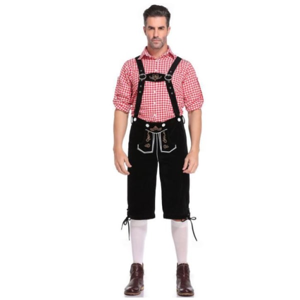 Oktoberfest- set för män med grå hatt Red-black XL