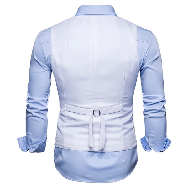 Väst för herr, dubbelknäppt, V-ringad, smal passform, formell bröllopsklänning White XL
