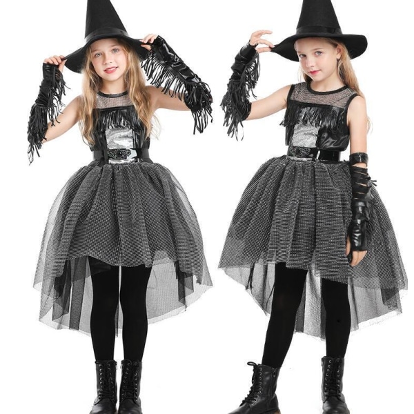 Halloween Barnkläder för Barn Häxa Tuxedo Klänning S