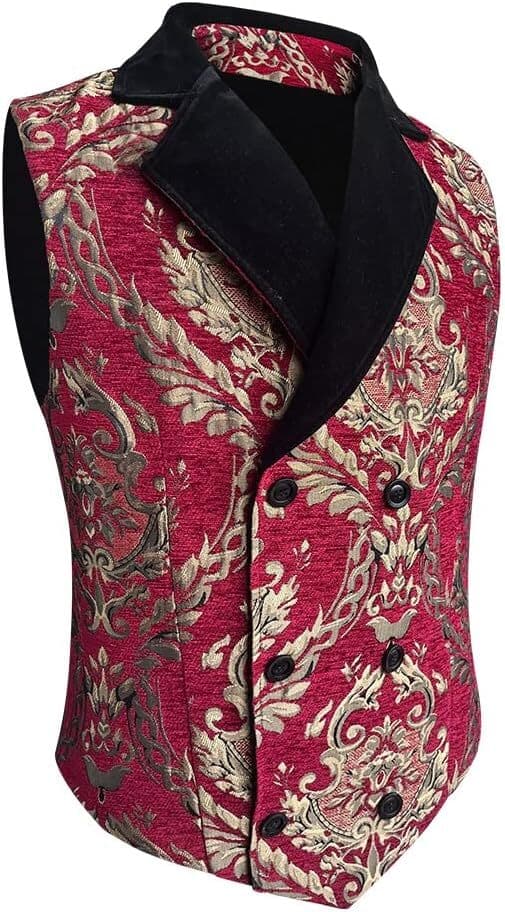 Herrar Victorian Dubbelknäppt Väst Red M