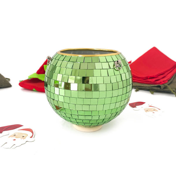 Speglad boll hängande blomkruka Korg Green 20cm