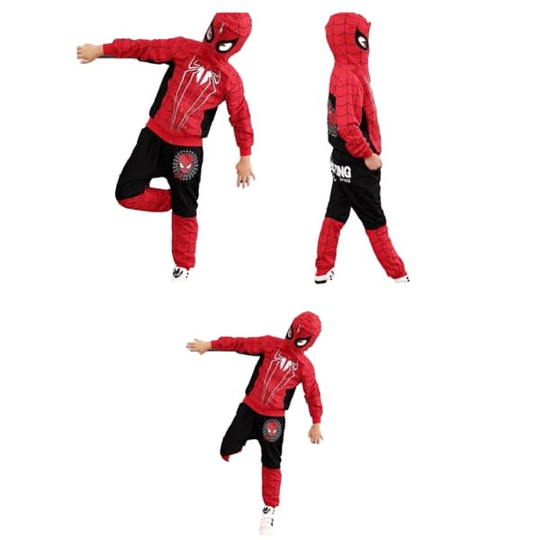 Spider-Man Grafisk 2-delt Sæt, Drenge Pullover Hættetrøje & Joggingbukser Sæt BLACK 130CM