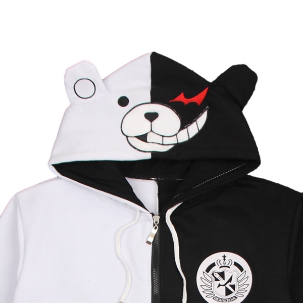 Monokuma Black White Bear Huvtröjor Anime Cosplay Kostym Dragkedja Unisex Jacka Uniform S