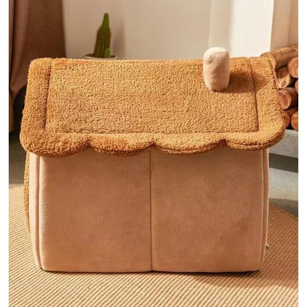 Indendørs Hundehus, Foldbart Hundehus Kennel Seng Matte med Pude Yellow 33*30*32