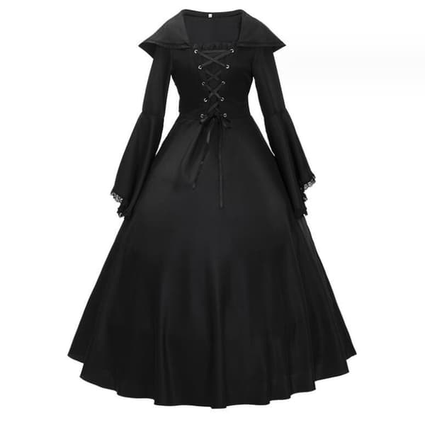 Halloween Gothic Blondermet Kvindedragt med Flared Ærmer M