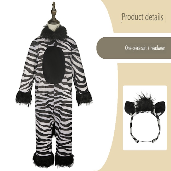 Barn Zebradräkt Cosplay Halloween Djur Jumpsuit L