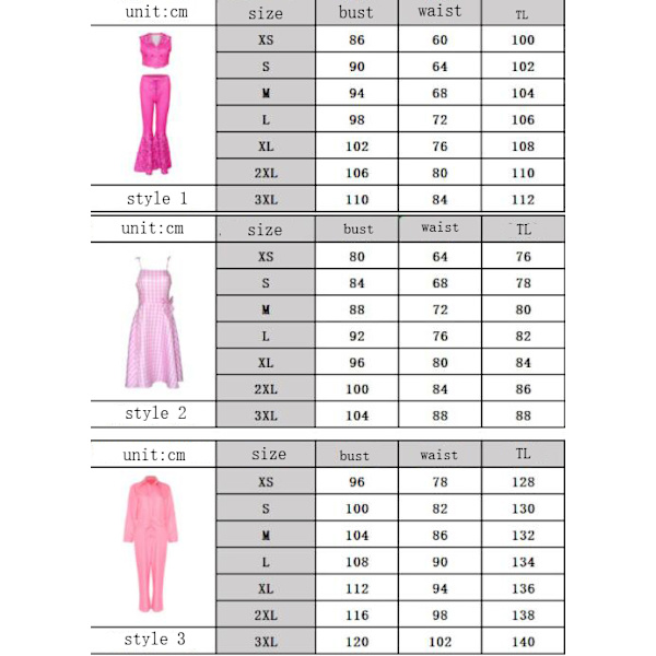 Cosplay Real Barbie Vuxen Klänning Kjol STYLE 2 M
