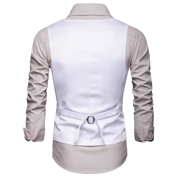 Miesten Virallinen Puku Liivi Slim Fit Rentoutunut Liikepukeutumisliivi White XL