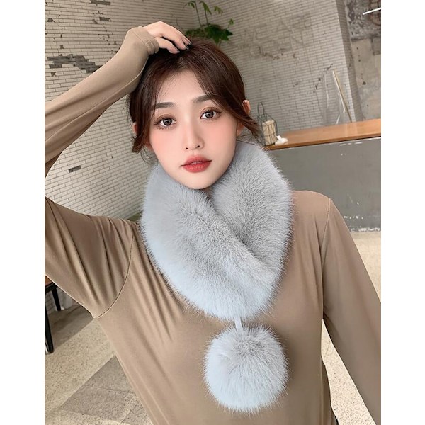 Dame Faux Fur Halskæde Sjal Fur Wraps Grey