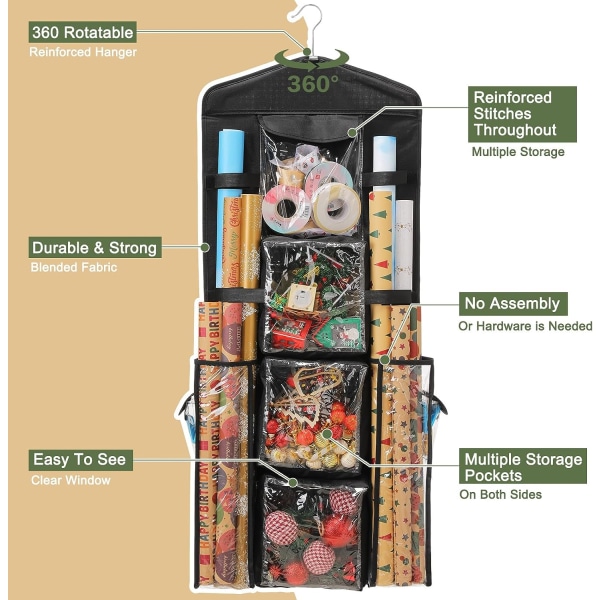 Indpakningspapir Opbevaring, Dobbeltsidet Gavepapir Organizer Holder