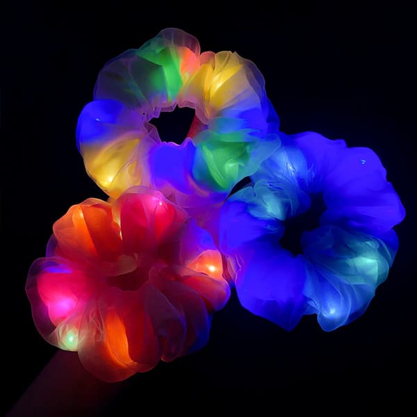11 stk Lysende Hårstrikk LED Scrunchy Hårbånd 11PCS