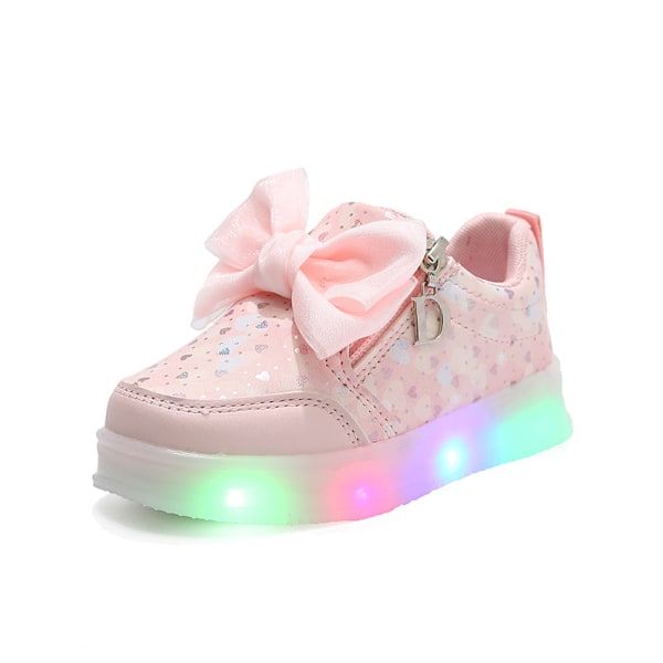 Toddler Girls Led-skor Barn Lyser Upp Sneakers Pink 29