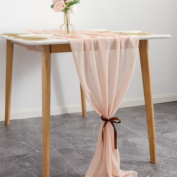 120*28 Tommer Solid Farge Chiffon Bordløper Meat Pink