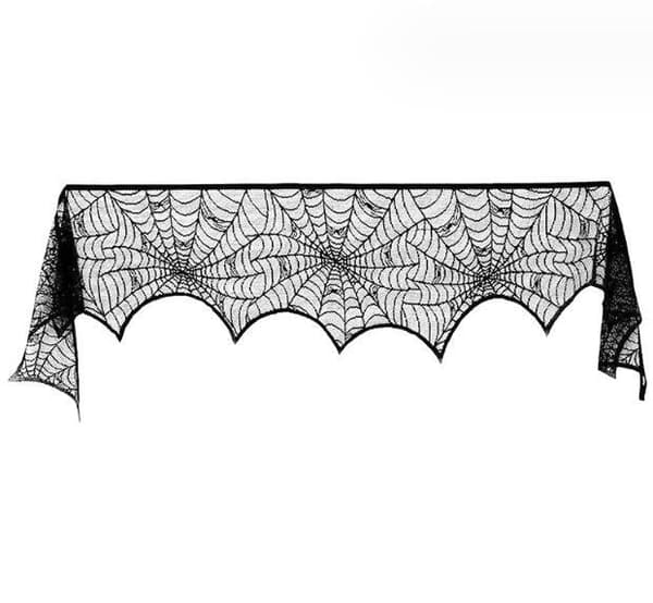 Halloween Sort Borddug Dekorationssæt med Sort Spindelvæv Four-Piece