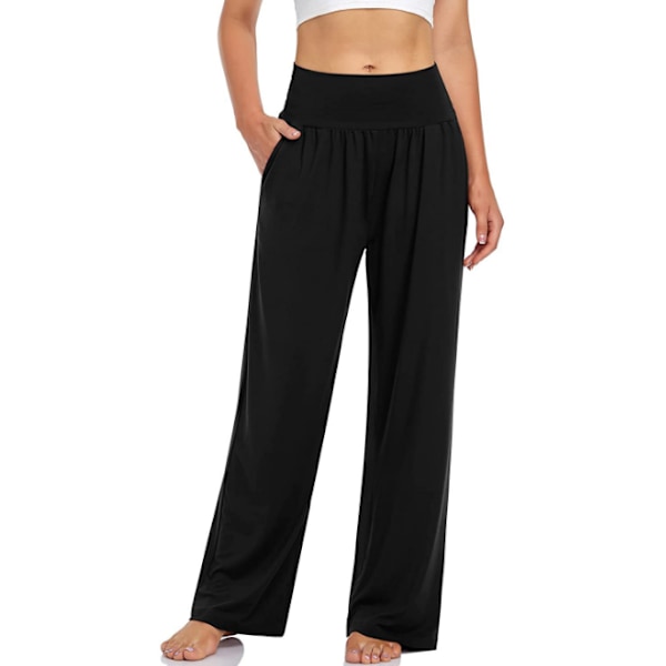 Kvinnors casual mysbyxor med vida ben black M