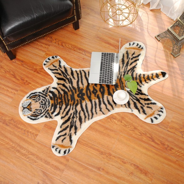 Personlig Tigermatta, Söt Faux Tigermatta Plysch Halksäker Matta Brown
