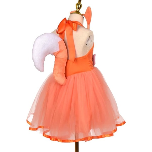 Toddler Kids Girl Safari Theme Fox Costume Tutu Klänning med öron Pannband Svans för Cosplay 5/6Y