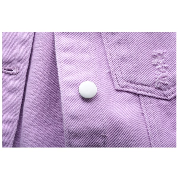 Ärmlös Candy Color Ripped jeansväst för kvinnor Purple 2XL