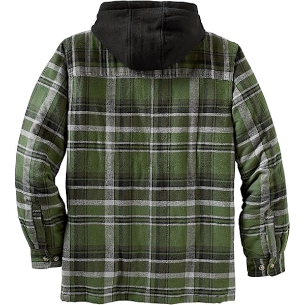 Herrar Klassisk Rutig Tryckt Bomullsjacka med Huva Dark Green L