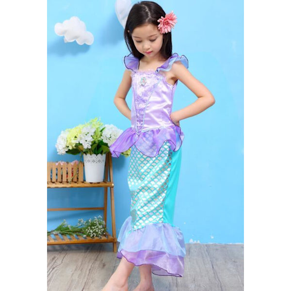 Jentekjole med havfrueprinsesse-design og gratis tilbehør 130CM