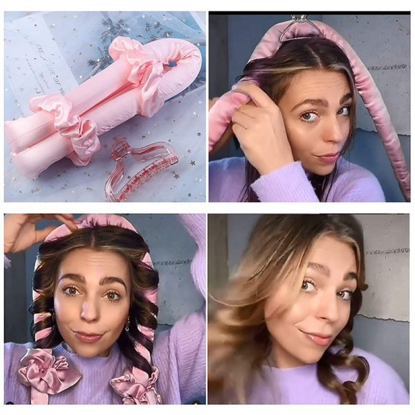 Satin Heatless Curling Set för Hår, Perfekta Lockar, Ingen Skada purple