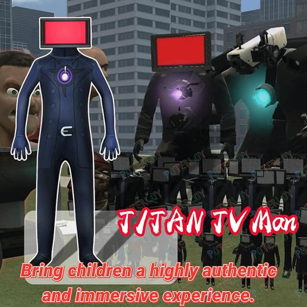 Skibidi Toalett TV Man Jumpsuit Cosplay Halloween kostym för barn Camera Man Kids 130
