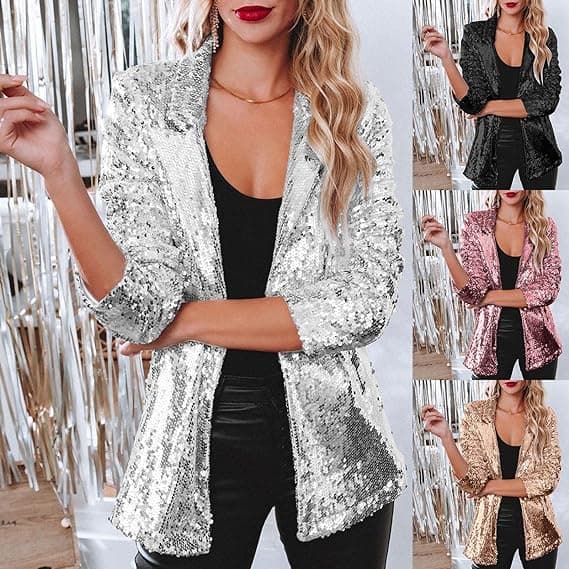 Kvinnlig Blazer, Lättviktig, Långärmad, Enknapp, Slank Blazer Silver M