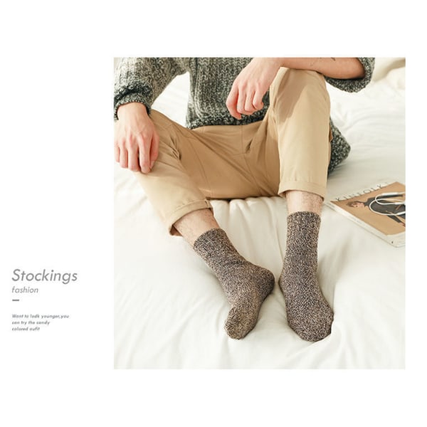 5 Par Woolsokker, Tykke Vinteråndbare Crew Sokker Set 1